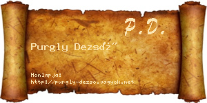 Purgly Dezső névjegykártya